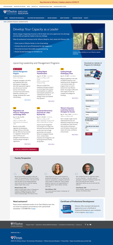 Wharton leadership landing page